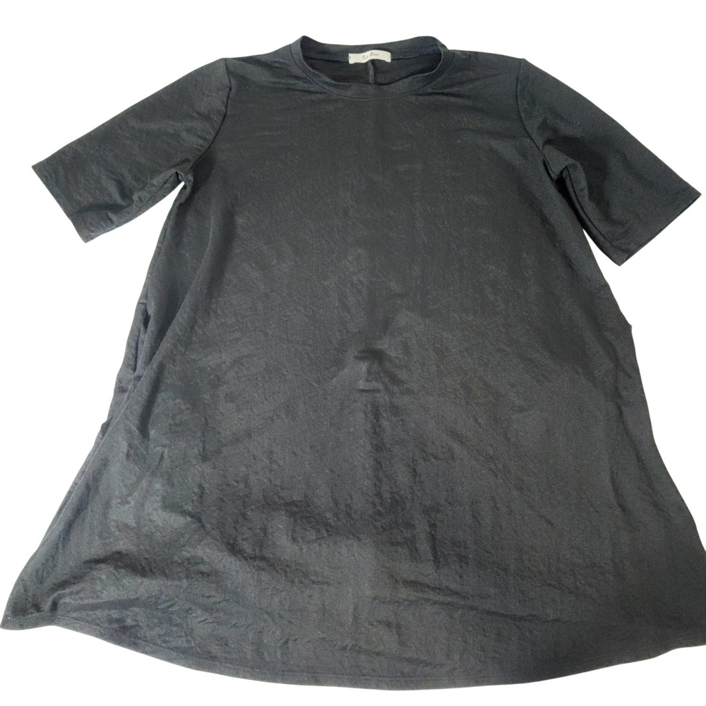 Tres Bien Black Short Sleeve A-Line Tunic Mini Dress Small D-35103 Made in USA